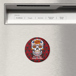 Imã Sugar Skull Cinco de Mayo Red Floral Nome
