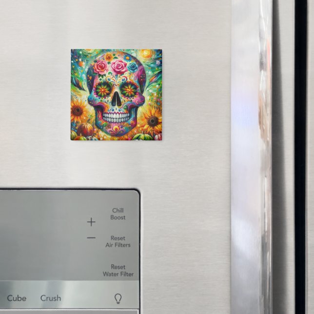 Imã Sugar Skull Dia De Los Muertos Dia dos Mortos (In Situ (Fridge))