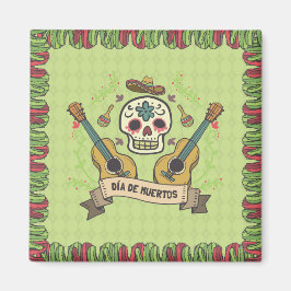 Imã Sugar Skull e Guitars Dia de Muertos | Íman