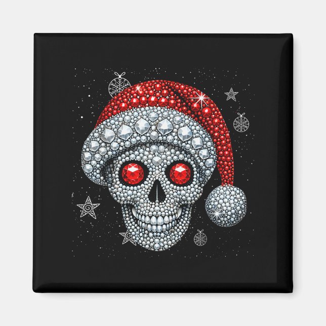 Imã Sugar Skull With Santa Hat Tee Christmas Pajama Xm (Frente)