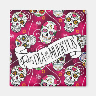 Imã Sugar Skulls and Swirls Rose Red ID725
