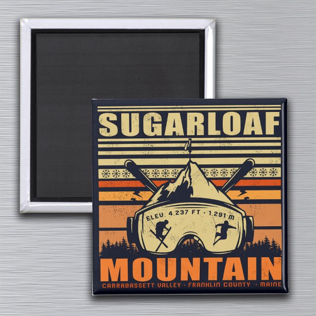 Imã Sugarloaf Maine Mountain Ski Souvenir (Criador carregado)