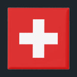 Imã Suiça Sinalizador<br><div class="desc">Íman decorativo com a bandeira da Suiça - Personalize-o: ajuste imagens; adicione um nome/slogan para presentes pessoais; adicione um logotipo de empresa/clube para itens de promocional © 2008 FlagAndMap.</div>