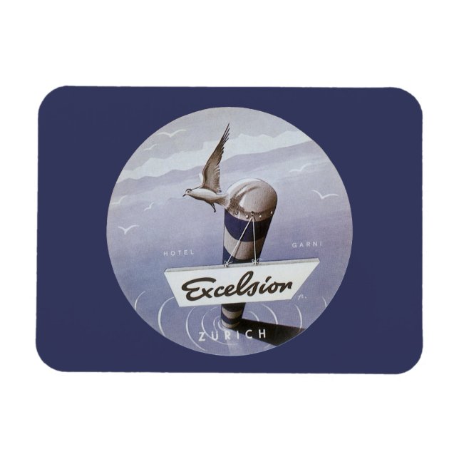 Ímã Suiça Zurique do Hotel Excelsior viagens vintage (Horizontal)