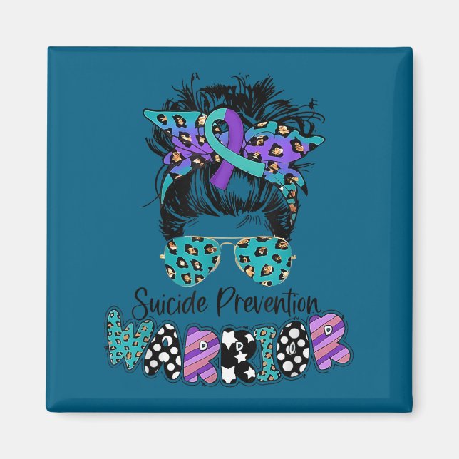 Imã Suicide Awareness Shirt Messy Bun Hair Suicide Pre (Frente)