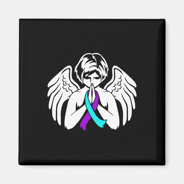 Imã Suicide Awareness Wings Angel Ribbon Happy Support (Frente)