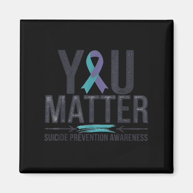 Imã Suicide Prevention Awareness Teal &amp; Purple Rib (Frente)