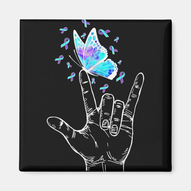 Imã Suicide Prevention Awareness Week Butterfly Love H (Frente)