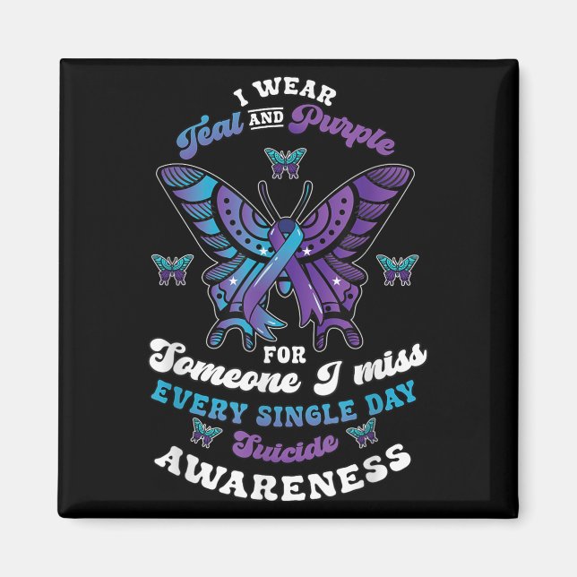 Imã Suicide Prevention Wear Teal Purple Someone I Miss (Frente)