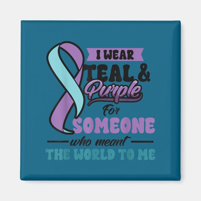 Imã Suicide Prevention Wear Teal Purple Someone Meant  (Frente)