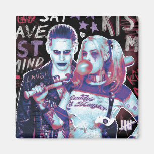 Imã Suicide Squad   Joker & Harley Typography Photo