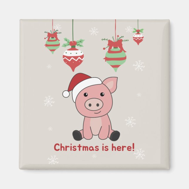 Imã Suínos Felizes Animais de Natal (Frente)