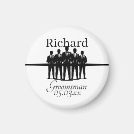 Imã Suited Groomsman Silhouette Wedding Party Name Dat