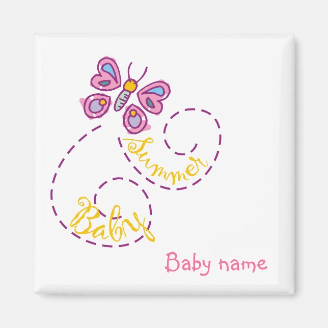 Imã Summer Baby Magnet com nome de bebê (Frente)