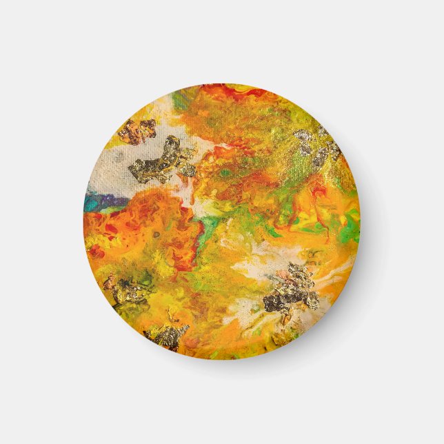 Imã Summer Flowers abstract Orange Gold Yellow (Frente)