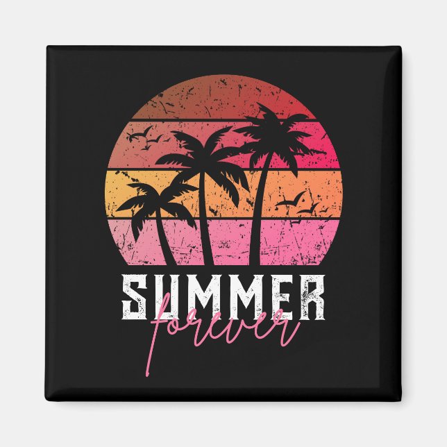 Imã Summer Forever Vintage Retro Sunset Magnet (Frente)