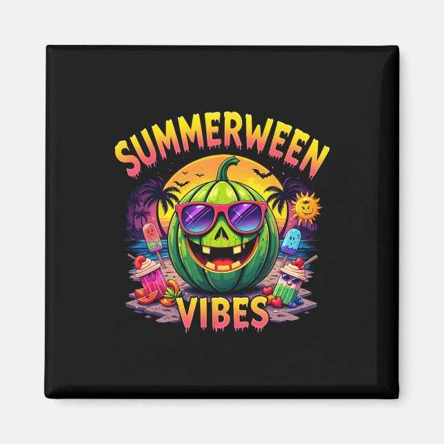 Imã Summer Watermelon Jack-o-lantern Summerween Vibes (Frente)