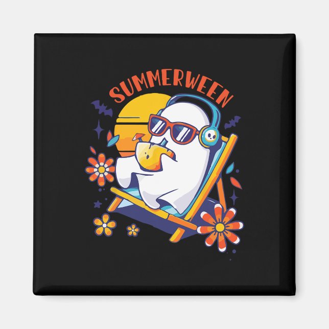 Imã SummerEntre Cute Spooky Summer Ghost Halloween Lov (Frente)