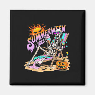 Imã Summerween Vibes Skeleton Pumpkin Férias Spooky