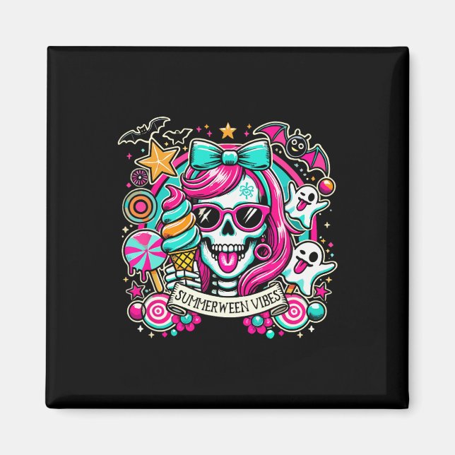 Imã Summerween Vibes Skeleton Spooky Vacation Hallowee (Frente)
