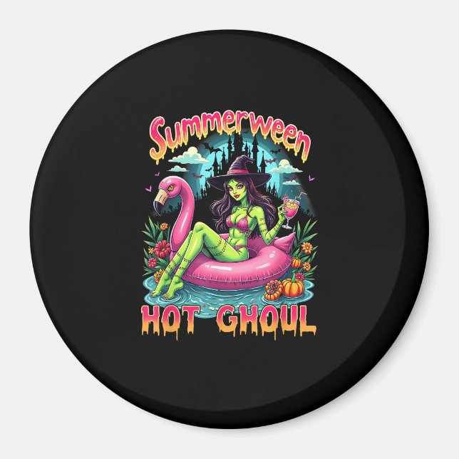 Imã Summerween Witch Vibes Vacation Halloween Funny Pa (Frente)