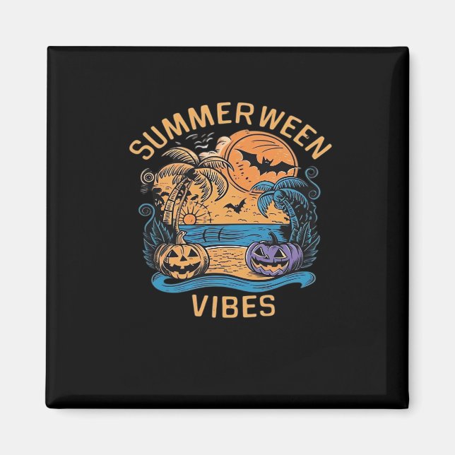 Imã Summerwin Vibes Spooky Summer Pumpkin, Diversão Cl (Frente)