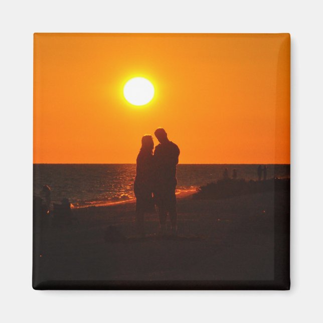 Imã Sun Casal Silhouette Love Sanibel Sunset Magnet (Frente)