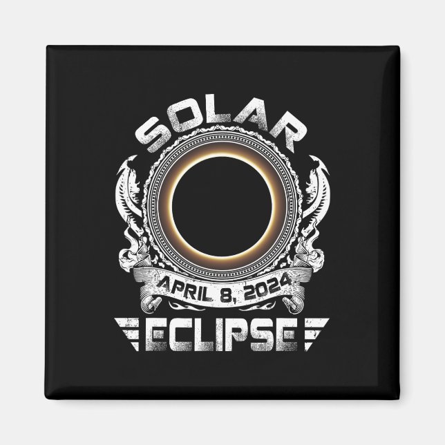 Imã Sun Retro Solar Eclipse 2024 Totalidade Abril 8 Ho (Frente)
