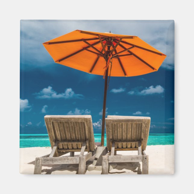 Imã Sun Umbrella na praia Sandy |Maldivas (Frente)