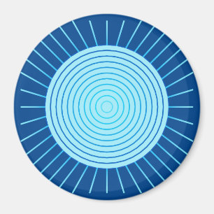 Imã Sunburst geométrico moderno - azuis cobaltos e