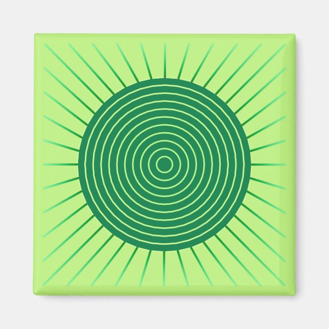 Imã Sunburst Geométrico Moderno - Emerald Green e Limã (Frente)