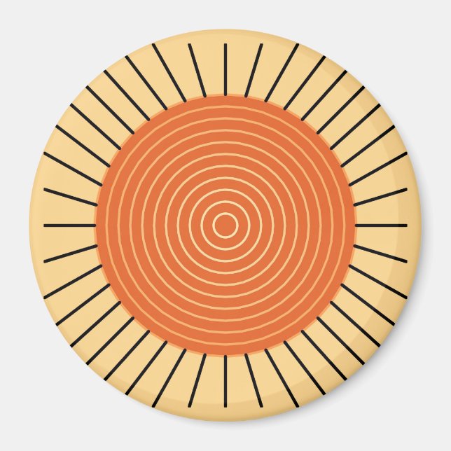Imã Sunburst Geométrico Moderno - Laranja Mandarina (Frente)
