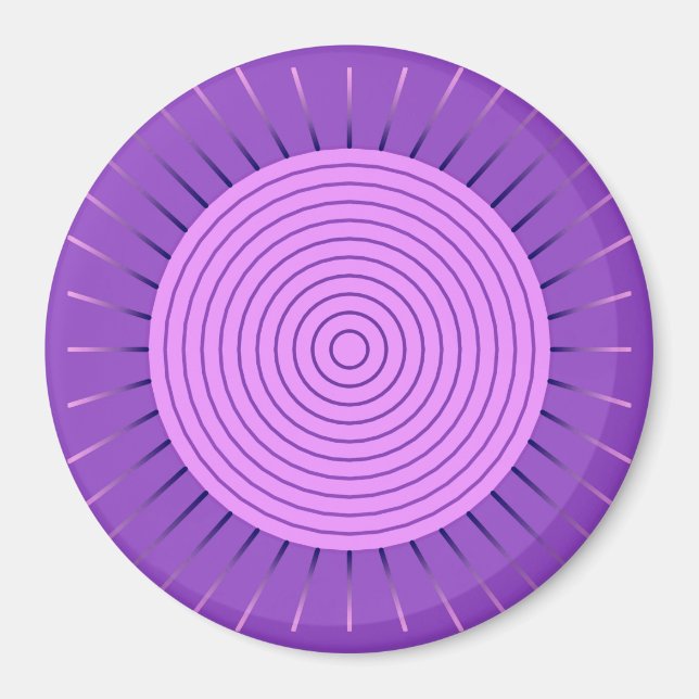 Imã Sunburst Geométrico Moderno - Roxo Ametista (Frente)
