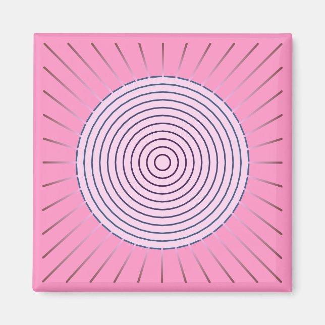 Imã Sunburst Geométrico Moderno - Sombras Rosa (Frente)