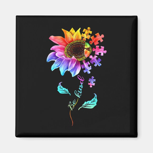Imã Sunflower Be Kind Quebra-cabeça Piece Autismo Sens (Frente)