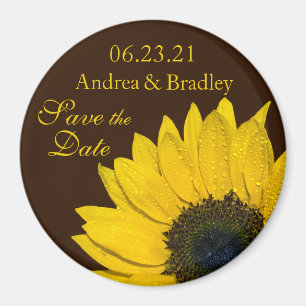 Imã Sunflower Brown Weding Save the Date Magnet