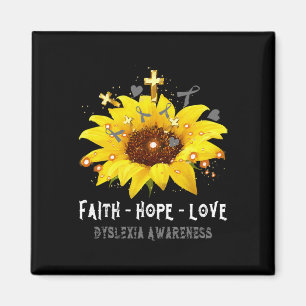 Imã Sunflower Faith Esperança Ama Dislexia Conscientiz