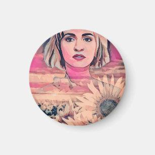 Imã Sunflower field Mulher Abstrato arte original 