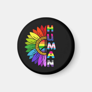 Imã Sunflower Human in Rainbow Color   LGBTQ   Orgulho