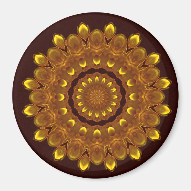 Imã Sunflower Kaleidoscope Mandala (Frente)