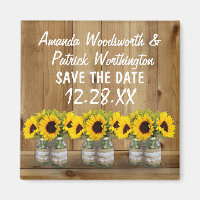 Sunflower Mason Jar Burlap e Lace Salvar Data
