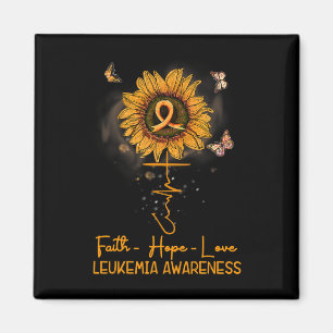 Imã Sunflower Orange Ribbon Christian Leukemia Awarene
