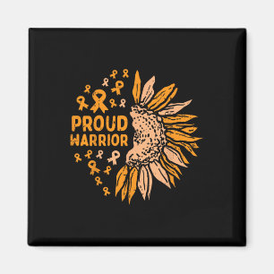 Imã Sunflower Orange Ribbon Proud Guerreiro Leucemia A