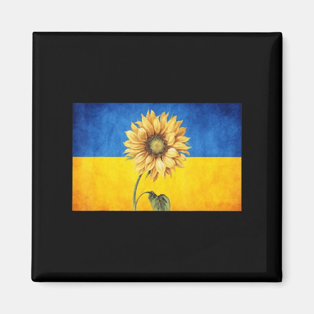 Imã Sunflower Ucrânia Flag Ucraniano Vintage Stand Wit (Frente)