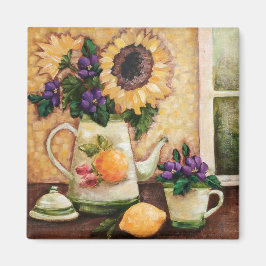 Imã "Sunny Morning" Magnet Floral Quadrado de Belas Ar