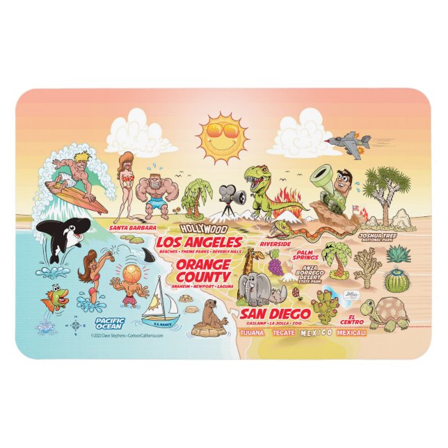 Ímã Sunny Southern California Magnet (Horizontal)