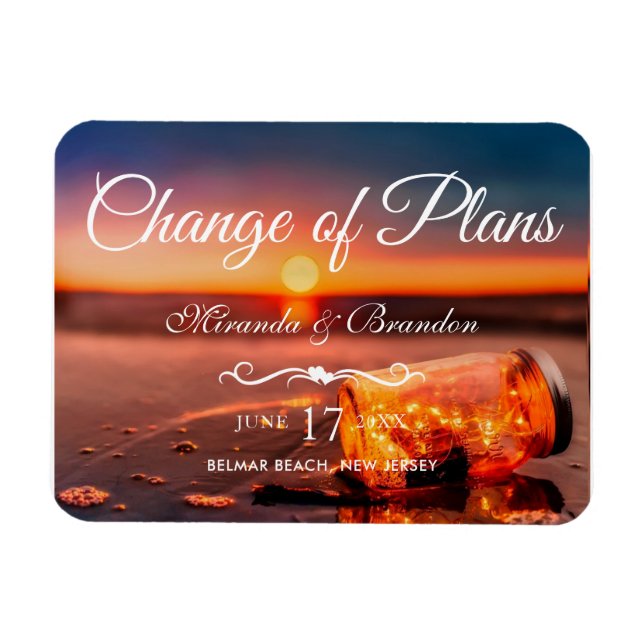 Ímã Sunset Beach Mason Jar Blue Night Change of Plan (Horizontal)