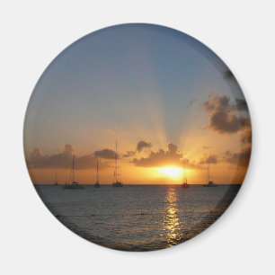 Imã Sunset com Imagem de Paisagem Tropical de Barcos d