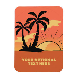 Ímã Sunset da Ilha Tropical de Texto Personalizado