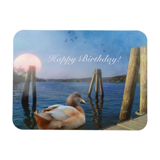 Ímã Sunset Duck Happy Birday (Horizontal)